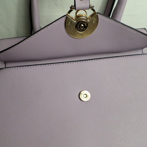 La Terre Lavender Light Purple Faux Leather Tote Purse Cross Body Hand Bag - Picture 4 of 13